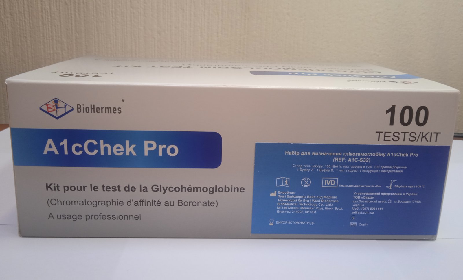 Набір для визначення глікогемоглобіну A1cChek Pro ., Wuxi Biohermes Bio&Medical Technology Co., Ltd., A1C-S32